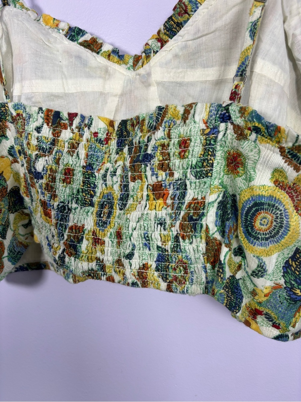 Anthropologie Multicolor Floral Wrap Blouse With Crop Bralette Top NWT 2X - Picture 10 of 16